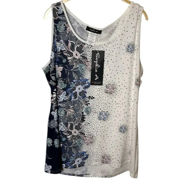 Sophie A.,Blouse,women XL. White,floral,lagenlook,office,cottagecore,travel,NWT, - Picture 1 of 14